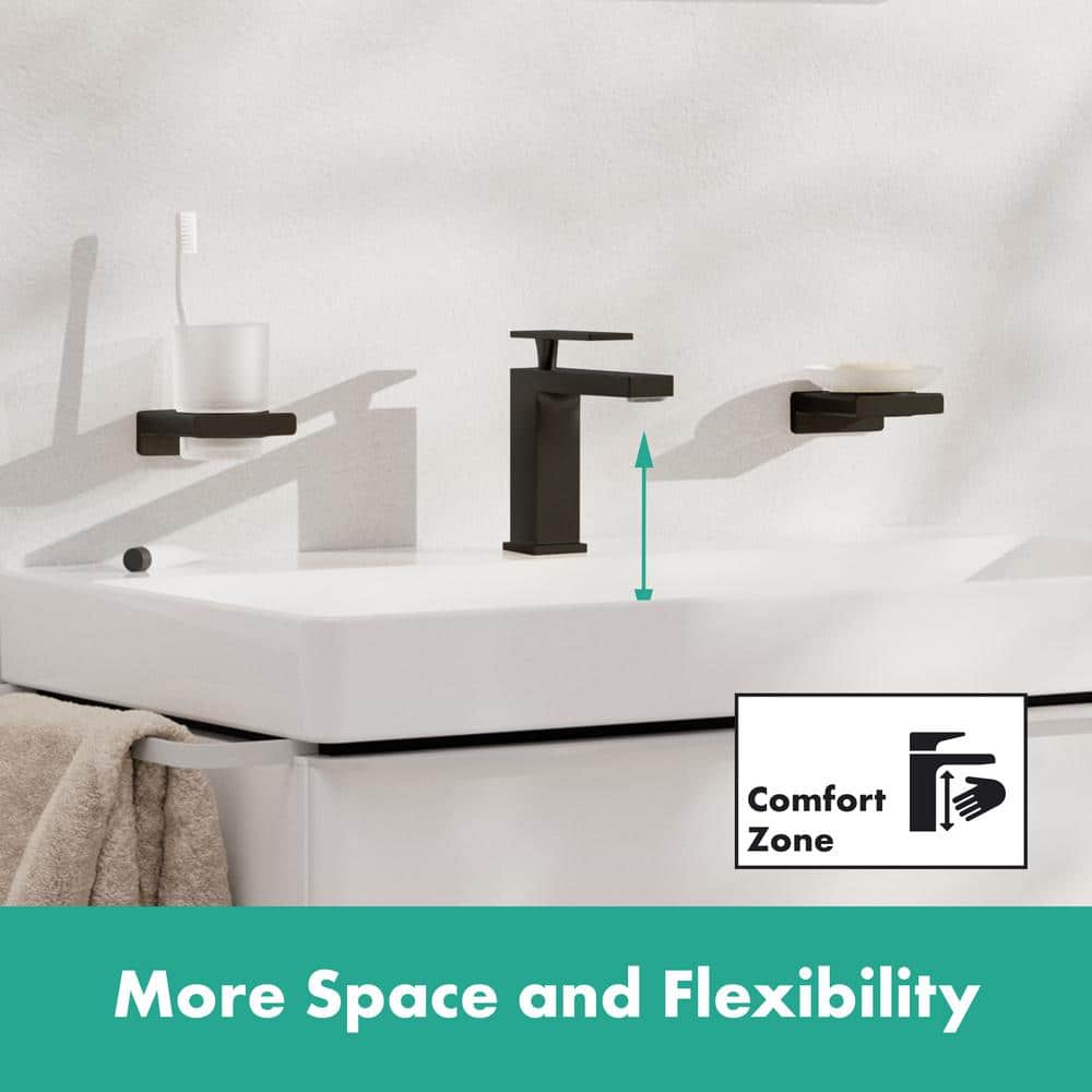 Matte Black Modern Brass Single-Handle Bathroom Faucet
