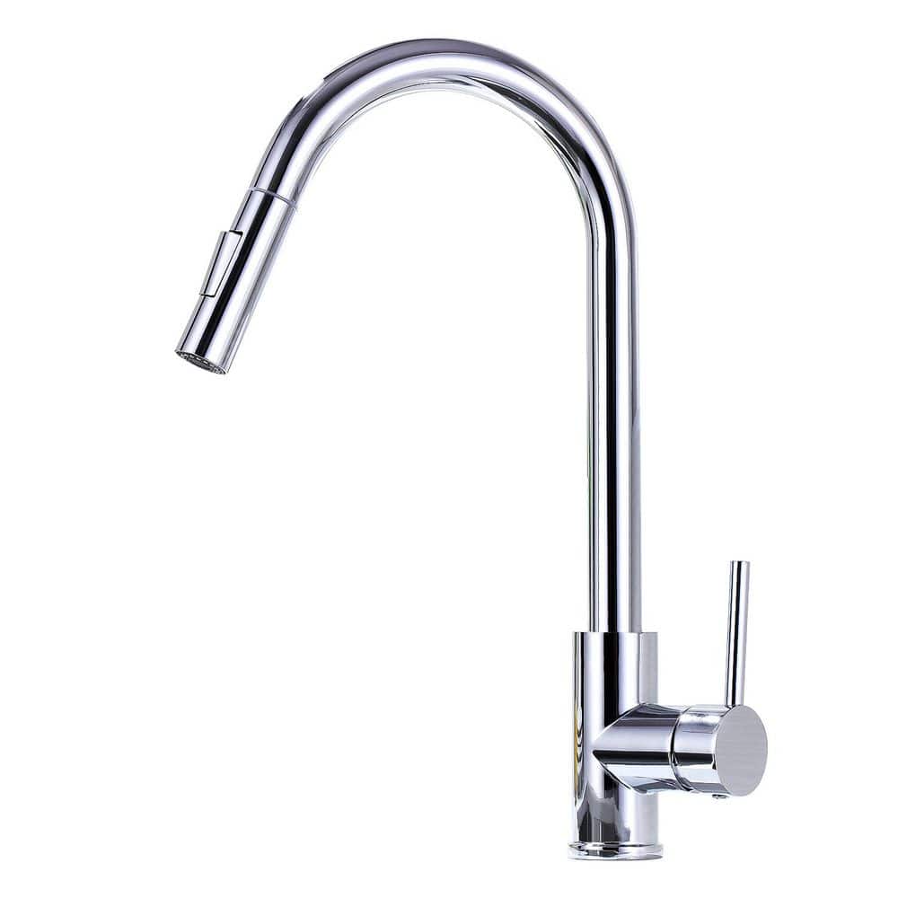 15.7 in. Single Handle 360° Spout Swivel Pull Down Sprayer Kitchen Faucet 
