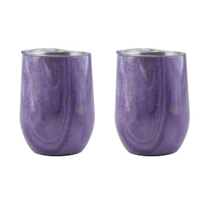 12 oz. Purple Geode Decal Stainless Steel Wine Tumblers (2-Pack)