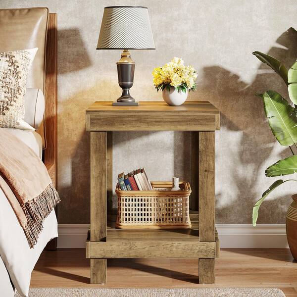 BYBLIGHT Kerlin 20 in. Wood Color Square Engineered Wood End