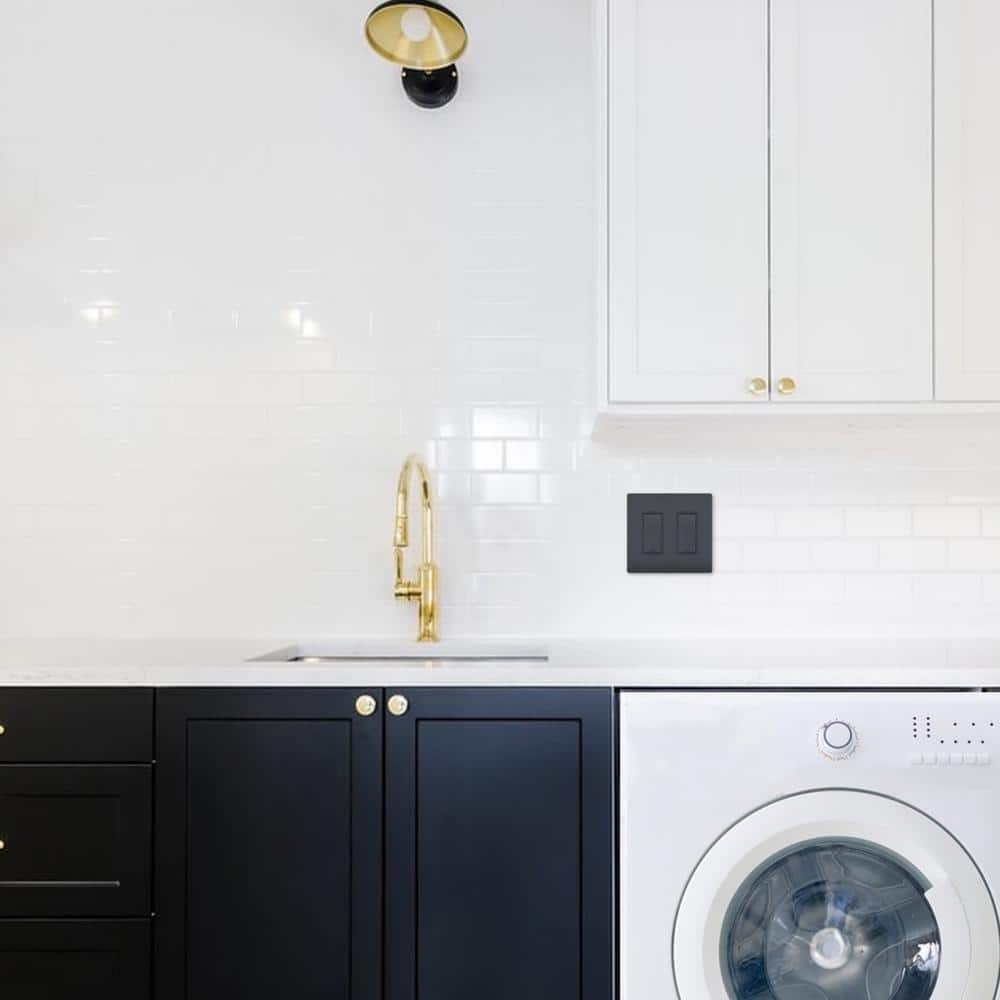 Black 2-Gang Screwless Polycarbonate Wall Plate