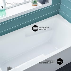 Voltaire 60 in. x 32 in. Acrylic White, Alcove, Integral Armrest, Left-Hand Drain, Apron Rectangular Bathtub in white