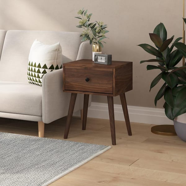 TAYLOR + LOGAN 1-Drawer Dark Walnut Nightstand (24 x 18 x 14)