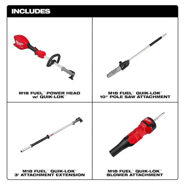 M18 FUEL 18V 10 in. Brushless Cordless Battery Powered QUIK-LOK Pole Saw w/ Blower Attachment