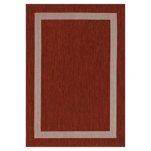 Azelia Red and Ivory 5 ft. x 8 ft. Indoor/Outdoor Area Rug