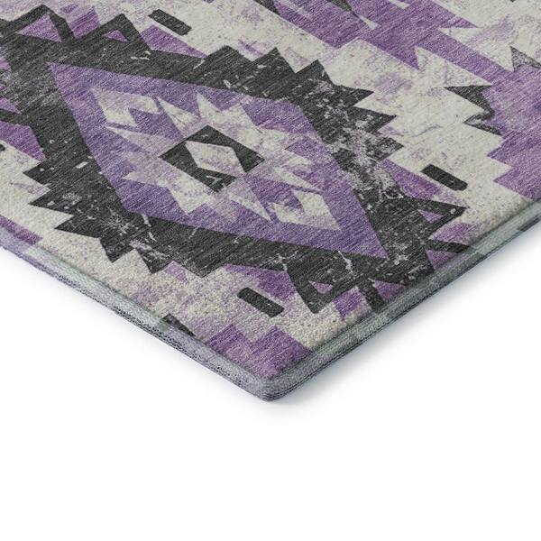 Mayfield Premium Machine Washable Abstract AMF1878 Purple 3 ft. x 4 ft. Area Rug