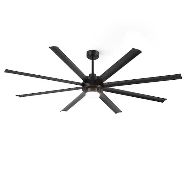 84 in. Indoor/Outdoor Matte Black Downrod and Angled Mount Industrial Ceiling Fan with Light Kit and Remote Control