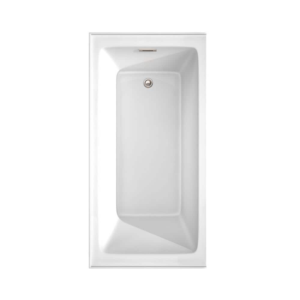 White Acrylic 60'' Alcove Soaking Bathtub with Right-Hand Drain