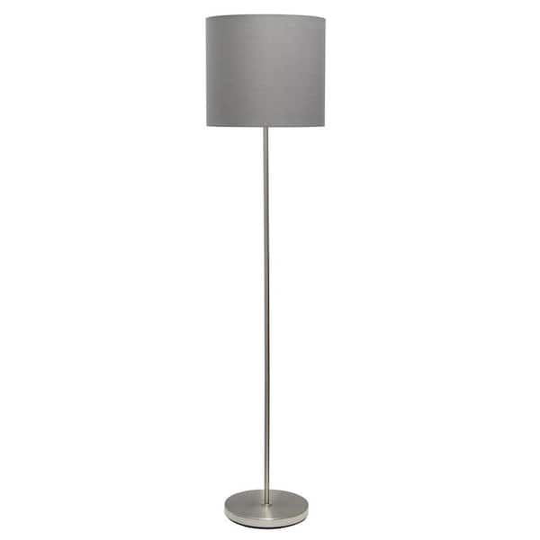 Creekwood home Vista 57 in. Brushed Nickel/Gray Shade Contemporary Standard Floor Lamp for Living Room