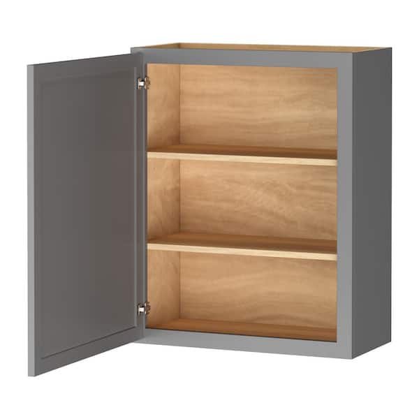 Keyport Shaker 24 in. W x 12 in. D x 30 in. H Plywood Tool-Free Ready To Assemble Wall Kitchen Cabinet in Charcoal