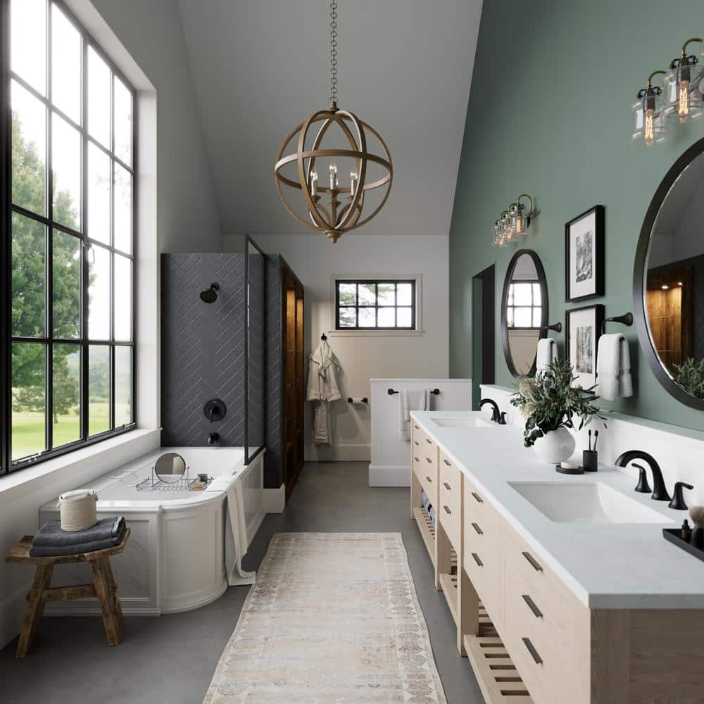 Matte Black Double Handle High Arc Bathroom Faucet