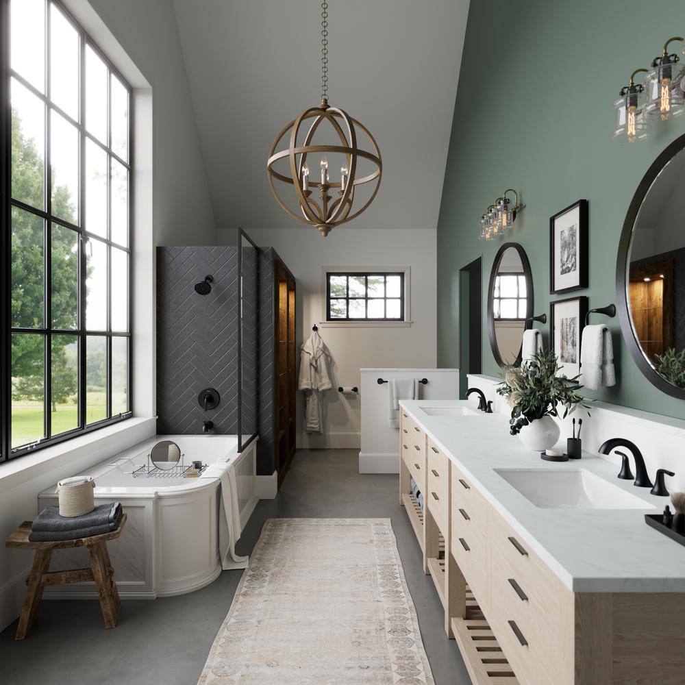 Matte Black Double Handle High Arc Bathroom Faucet
