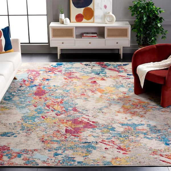 Monaco 9 ft. x 12 ft. Ivory/Multi Distressed Marble Area Rug