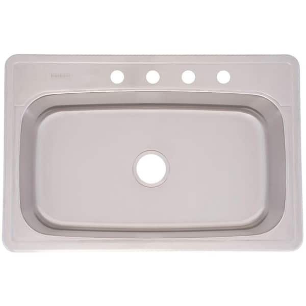 Franke Drop-In Stainless Steel 33.in 4-Hole Single Bowl Kitchen Sink