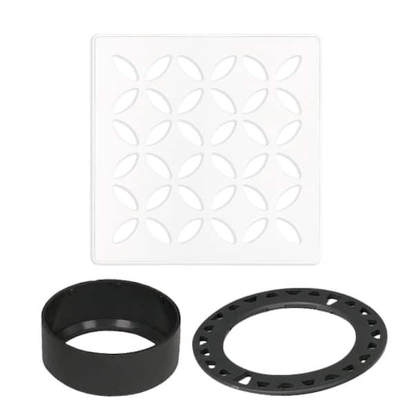 Schluter Kerdi-Drain 4 in. Matte White Floral Drain Grate