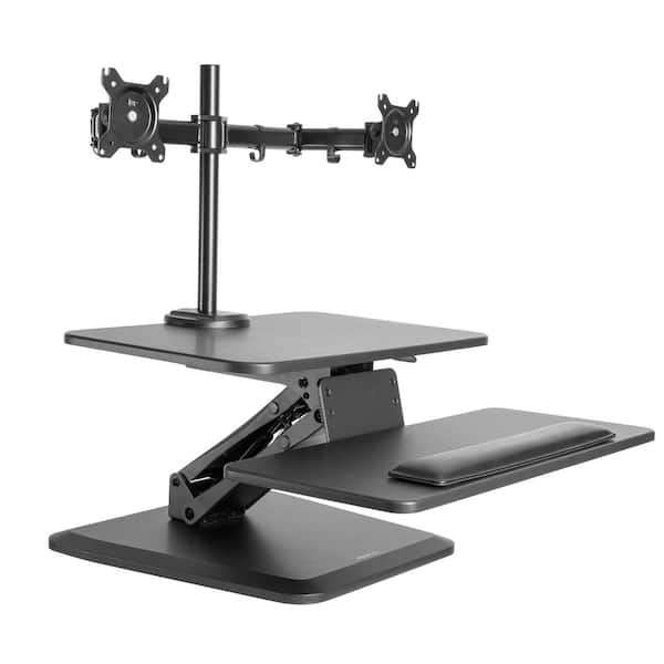 mount-it! Dual Monitor Sit-Stand Desk Black Converter for 13 in. to 32 in. Screens