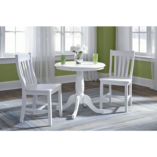 White Round Solid Pedestal Table, 30 Inch Round Dining Table And Chairs