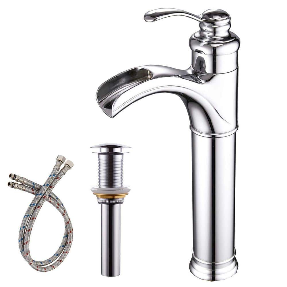 Single Handle Single-Hole Bathroom Vessel Sink Faucet Set with Pop-Up ...