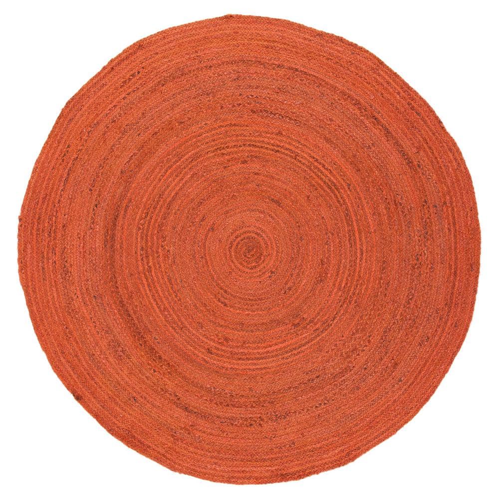 Handmade Round Red Jute Non-slip Area Rug, 3' Diameter