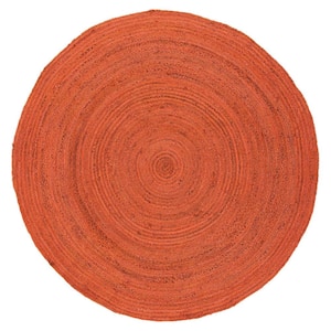 Natural Fiber Rust 3 ft. x 3 ft. Circles Solid Color Round Area Rug
