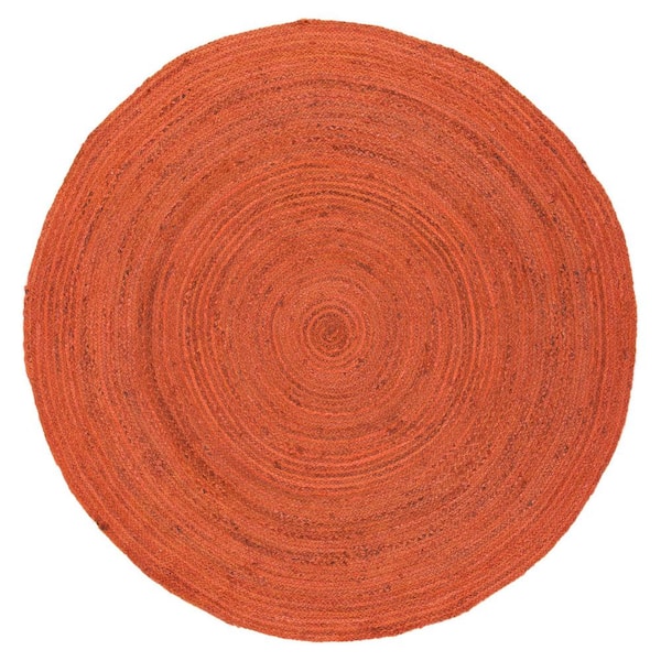 SAFAVIEH Natural Fiber Rust 3 ft. x 3 ft. Circles Solid Color Round Area Rug