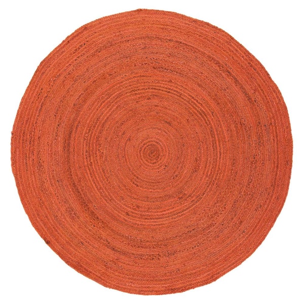 SAFAVIEH Natural Fiber Rust 4 ft. x 4 ft. Circles Solid Color Round Area Rug