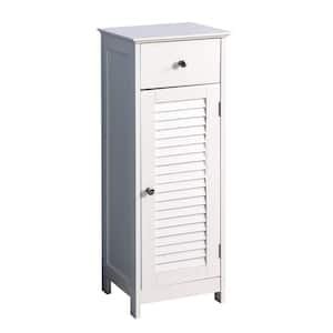 12.6 in. W x 11.81 in. D x 34.25 in. H White MDF Bathroom Storage Linen Cabinet with 1 Drawer, 2 Shelves and 1 Door