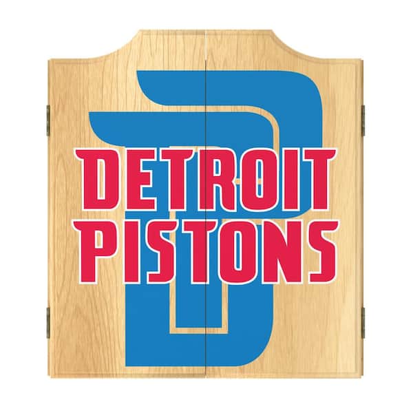 Unbranded Detroit Pistons Fade 20.5 in. Dart Board with Cabinet, Darts and Scoreboards