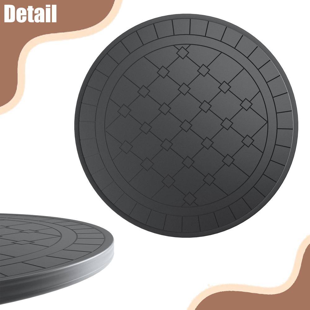 39.37 in Round Black Cast Aluminum Outdoor Dining Table