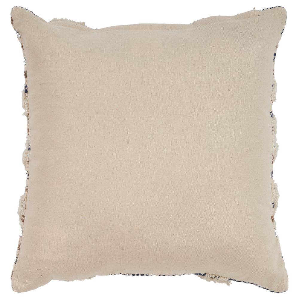 Oscar Blue and Natural Cotton Diamond Tufted Throw Pillow Set, 18" x 18"