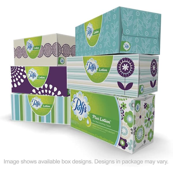 Puffs Plus Vicks Lotion 2-Ply Facial Tissues, (Pack of 6 Box