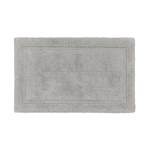 Jean Pierre NEW YORK Lydia Border Silver Gray 27 in. x 45 in. Cotton Plush Bathmat