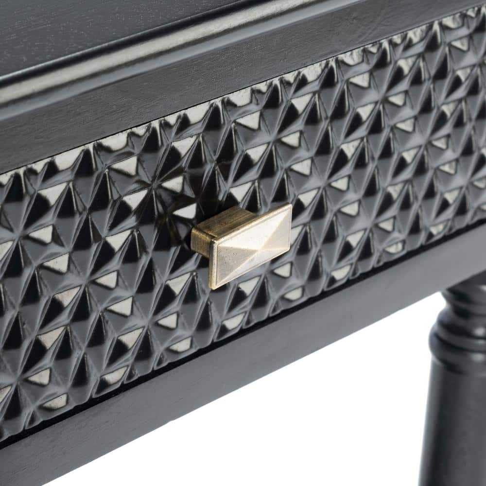 Halton Black Wood 22" Rectangular Accent Table with Storage
