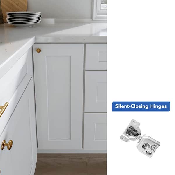 36 in. W x 24 in. D x 34.5 in. H Ready to Assemble Solid Wood Shaker Base Blind Corner Kitchen Cabinet in White