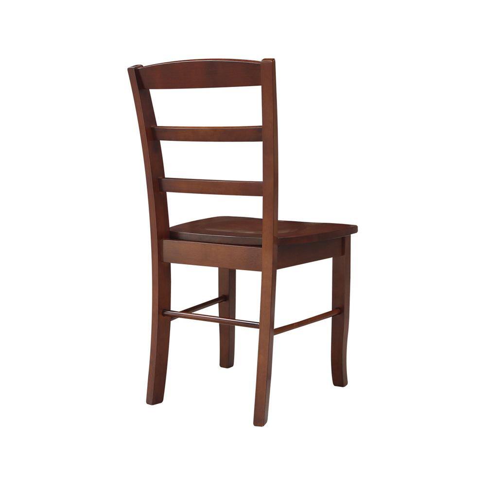 Espresso High Slat Solid Wood Ladderback Side Chair Set
