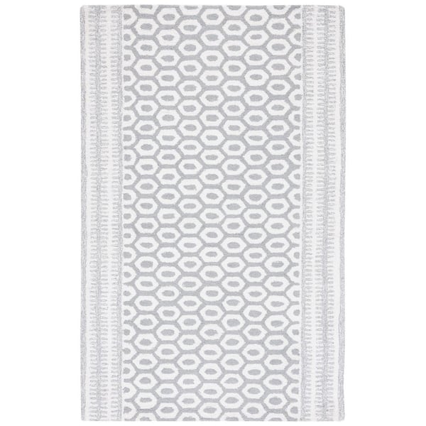 Capri 6 ft. x 9 ft. Ivory/Gray Border Trellis Area Rug