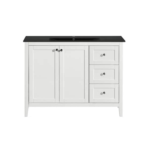 Swiss Madison Cannes 48 in. White Bathroom Vanity in Black with Ceramic Sink Top