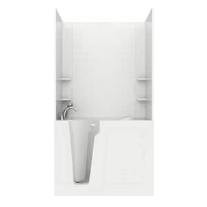 NOVA Heated Rampart 4.4 ft. Walk-in Non-Whirlpool Bathtub with 4 in. Tile Easy Up Adhesive Wall Surround in White