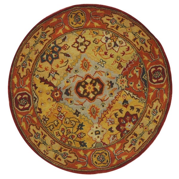 SAFAVIEH Heritage Multi 4 ft. x 4 ft. Round Border Floral Area Rug