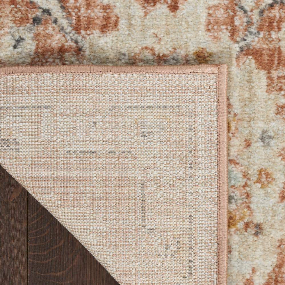 Rust Rectangular 6' x 9' Synthetic Floral Area Rug