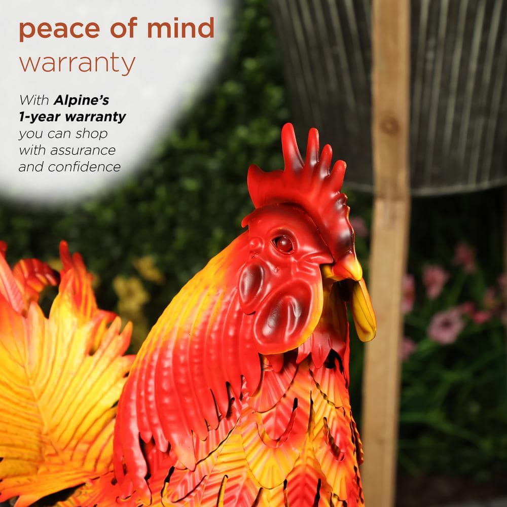 Vibrant Multicolor Steel Rooster Garden Statue, 25"