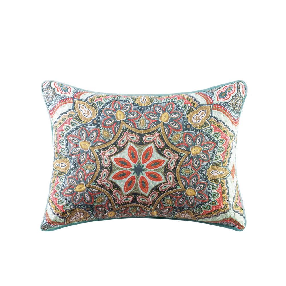 Full Reversible Multicolor Microfiber Medallion Quilt Set