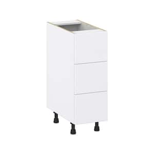 Fairhope Bright White Slab Assembled Base Kitchen Cabinet with 3 Even Drawers (12 in. W X 34.5 in. H X 24 in. D)