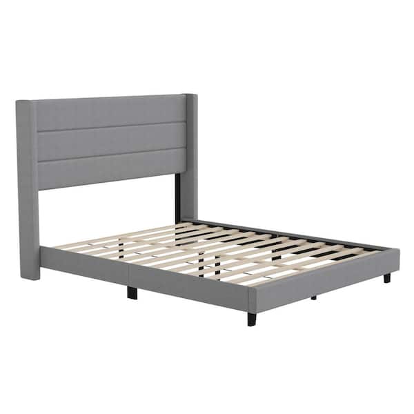 TAYLOR + LOGAN Gray Wood Frame Queen Platform Bed