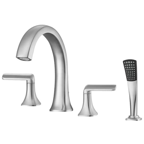 Ancona Arezzo 2-Handle Roman Tub Faucet with Hand Shower in Brushed Nickel