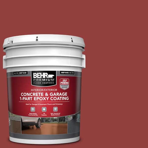 BEHR PREMIUM 5 gal. #BIC-49 Red Red Red Self-Priming 1-Part Epoxy Satin Interior/Exterior Concrete and Garage Floor Paint