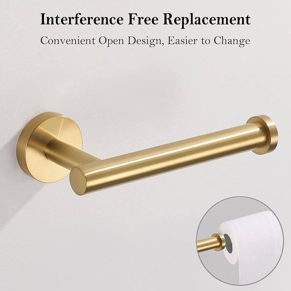 Brushed Gold Stainless Steel Wall Mounted Toilet Paper Holder Set
