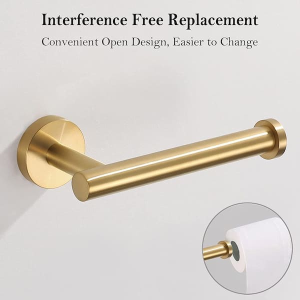 Interbath Wall Mounted Single Arm Toilet Paper Holder in Stainless Steel Brushed Gold (Set of 2)