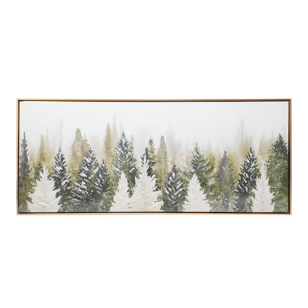 Unbranded Christmas Tree Forest Framed Giclee Nature Art Print 19 in. x 45 in.
