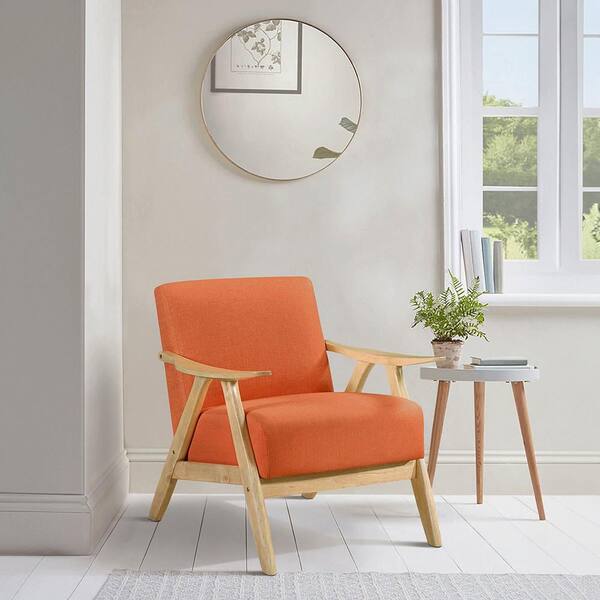 Lazzara Ocala Orange Textured Fabric Upholstery Accent Chair